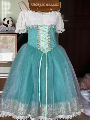 Professional Giselle Mint Green Blue Green Peasant Ballet Long Romantic Tutu Dress YAGP TuTu Costume - RYLTFNYGRNGSL