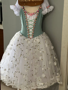 Professional Mint Green White Ballet Romantic Tutu Costume For Swanhilda Coppelia Swanilda  Variation Stage Dance-wear With Hooks - RYLMNTWHTFLWGD