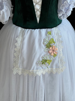 Professional Dark Green White Ballet Romantic Tutu Costume For Swanhilda Coppelia Swanilda  Variation Stage Dance-wear With Hooks -RYLDKGRNWHTGD