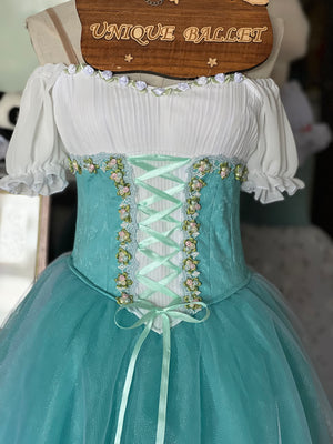 Professional Giselle Mint Green Blue Green Peasant Ballet Long Romantic Tutu Dress YAGP TuTu Costume - RYLTFNYGRNGSL