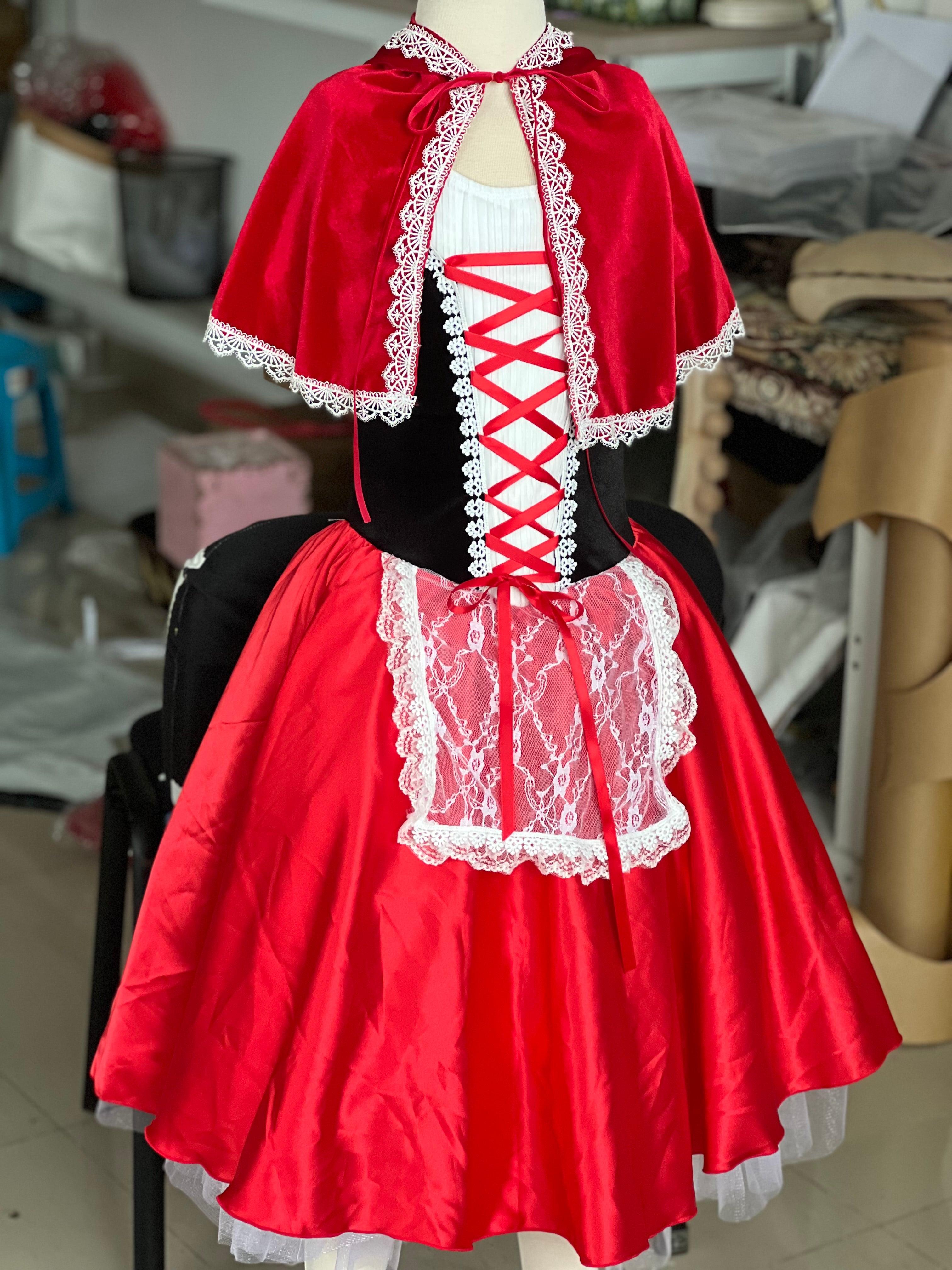 Pull Over Romantic Ballet TuTu Costume For Little Red Ridding Hood In Sleeping Beauty Long Dress Costume - RYLREDHOOD