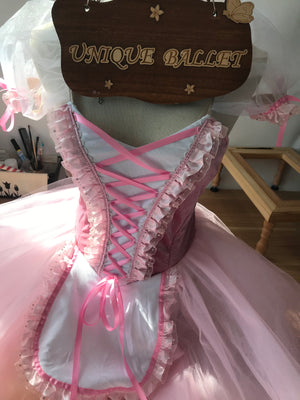 Pink Giselle Professional Romantic Ballet TuTu Hooks Long Dress Peasant Costume -DOGSLPNK
