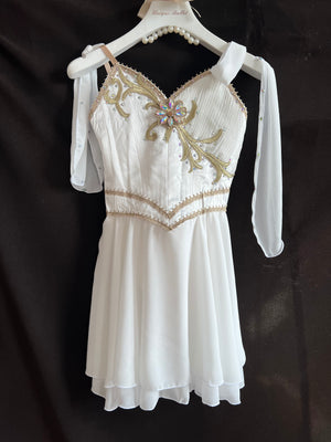 Golden Trims White Cupid Talisman Lyrical Ballet Costume Modern Ballet UniqueBallet Golden Trims White Cupid Talisman Lyrical Ballet Costume Modern Ballet UniqueBallet