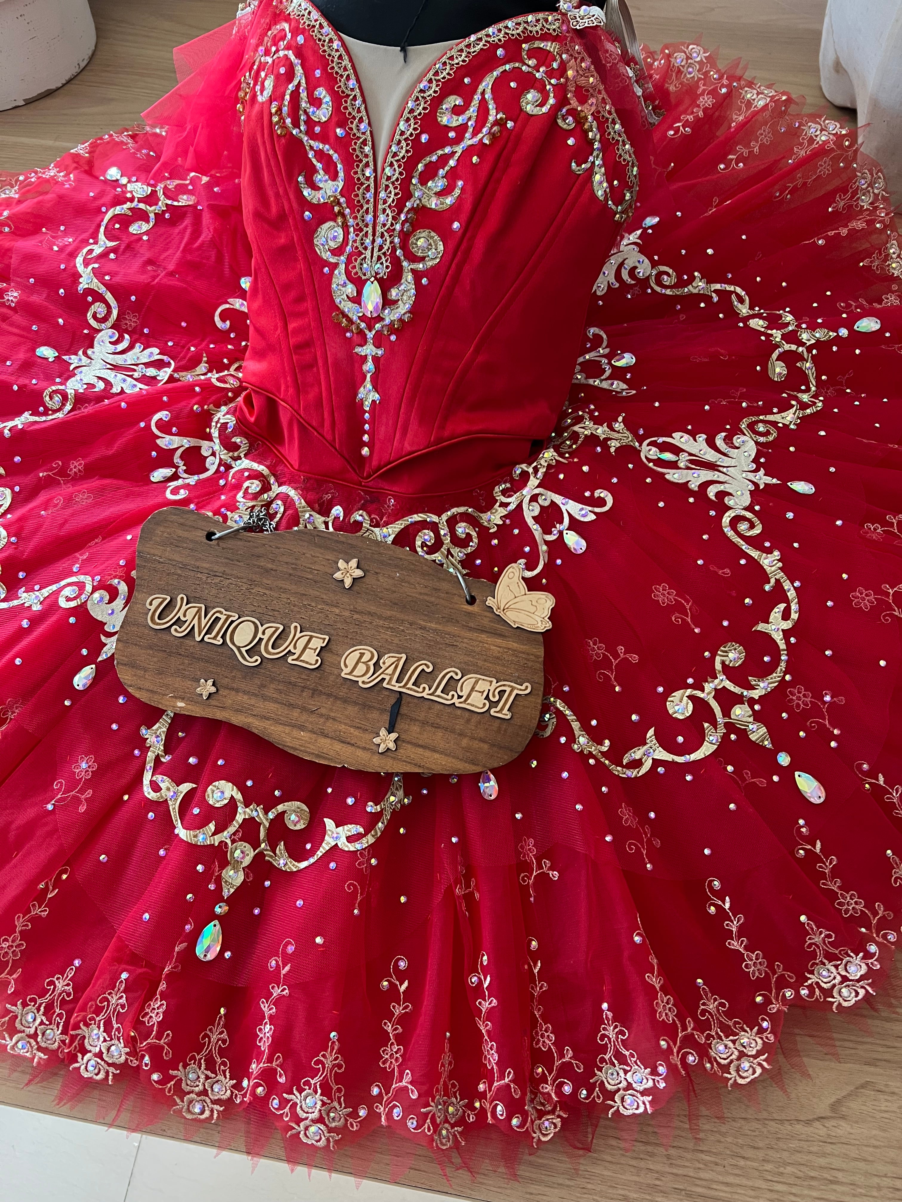 High-end French Style Professional Red Golden Don Quixote La Esmeralda Classical Ballet TuTu Costume Stage Tutu YAGP