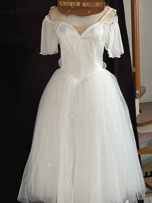 Professional White Les Sylphides Long Romantic Ballet TuTu Costume With Wings - RDFSYPH