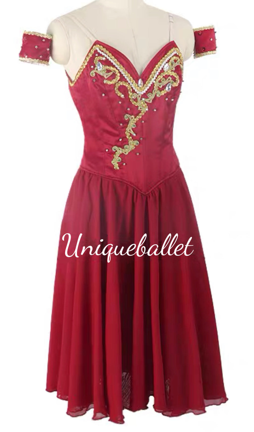 Wine Red Lyrical Ballet Tutu Costume For Le Corsaire Pas de Deux Gamzetti YAGP Stage Costume La Bayadere Long Dress - DOLREDLEC