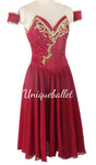 Wine Red Lyrical Ballet Tutu Costume For Le Corsaire Pas de Deux Gamzetti YAGP Stage Costume La Bayadere Long Dress - DOLREDLEC