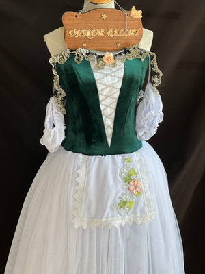 Professional Dark Green White Ballet Romantic Tutu Costume For Swanhilda Coppelia Swanilda  Variation Stage Dance-wear With Hooks -RYLDKGRNWHTGD