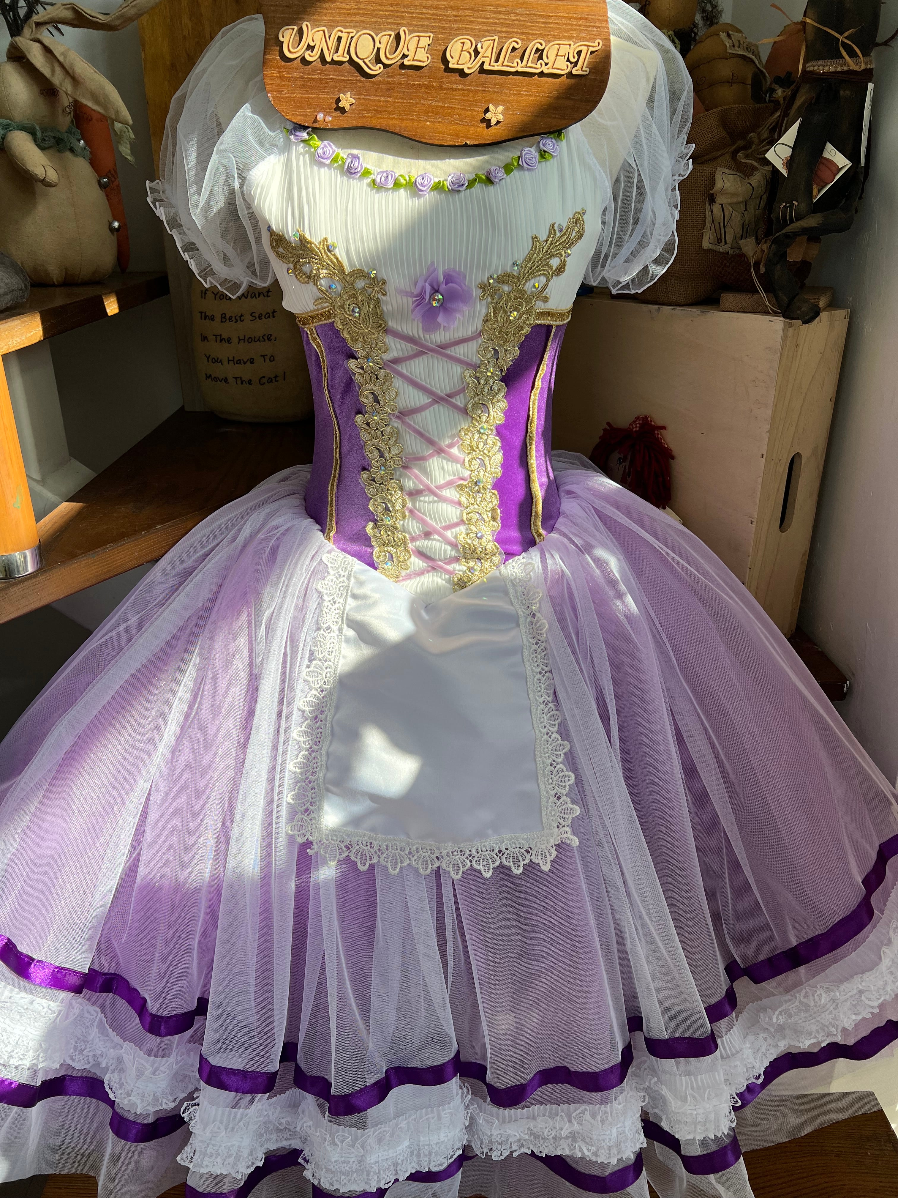 Giselle Romantic Ballet TuTu Costume Lilac Purple La Fille Mal Gardée Long Ballet Peasant Dress- RYLPURPLGSL