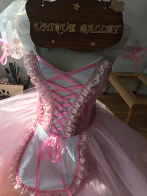 Pink Giselle Professional Romantic Ballet TuTu Hooks Long Dress Peasant Costume -DOGSLPNK