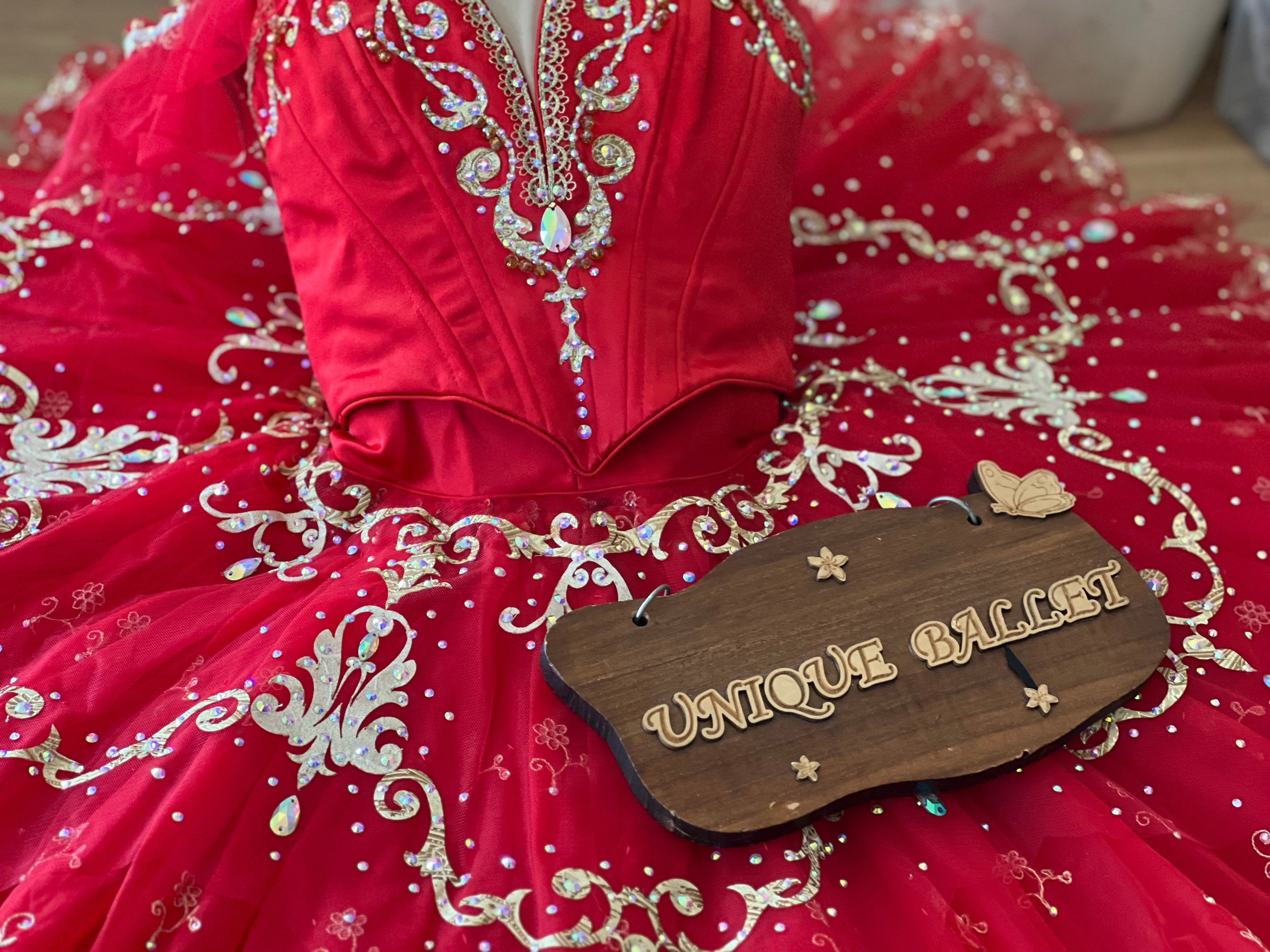 High-end French Style Professional Red Golden Don Quixote La Esmeralda Classical Ballet TuTu Costume Stage Tutu YAGP