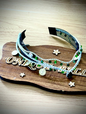 Professional Handmade Green Golden LA Esmeralda Tiara Headpiece - HP2WNESMALAGRNTIA