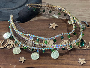 Professional Handmade Green Golden LA Esmeralda Tiara Headpiece - HP2WNESMALAGRNTIA