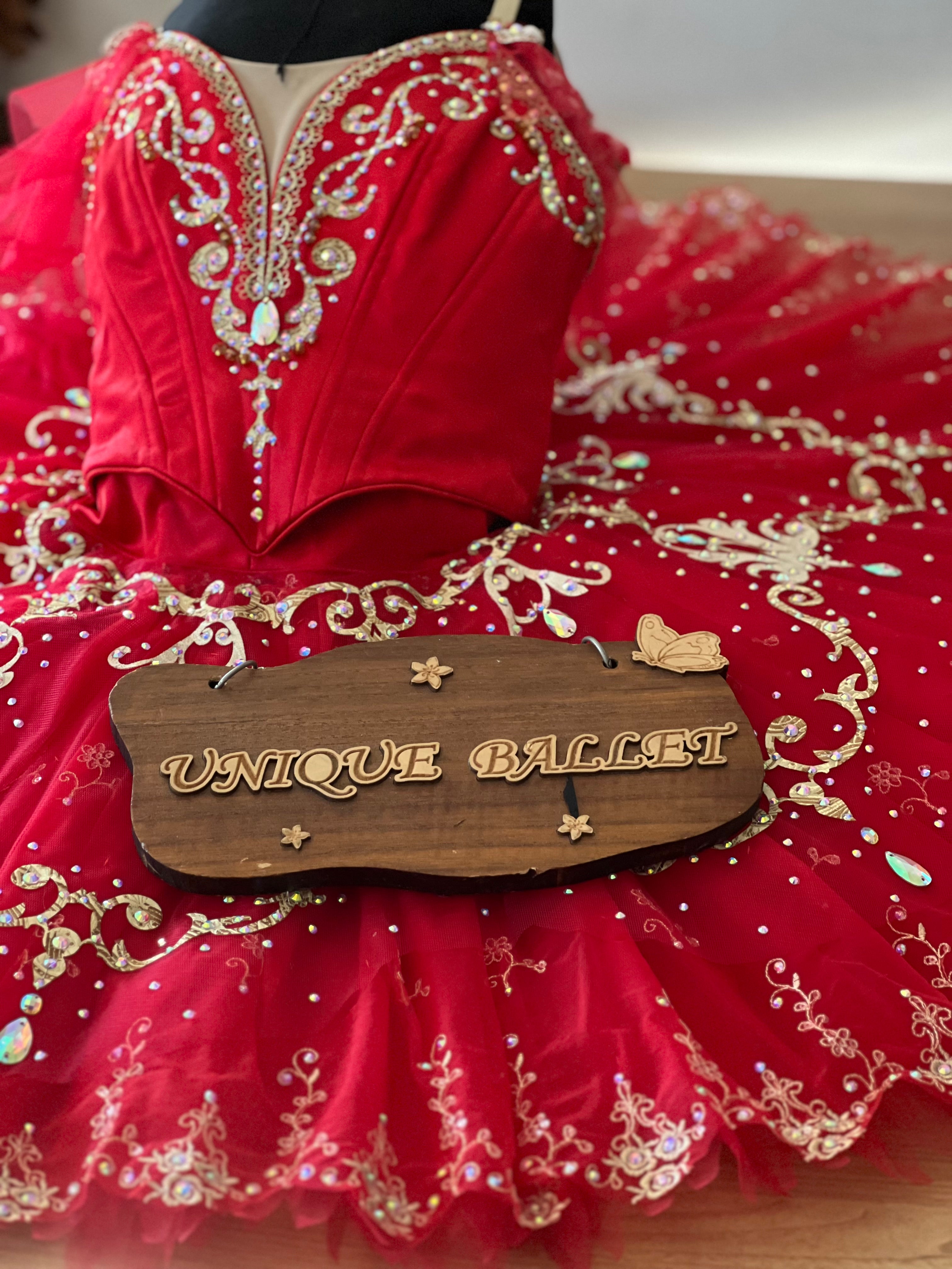 High-end French Style Professional Red Golden Don Quixote La Esmeralda Classical Ballet TuTu Costume Stage Tutu YAGP