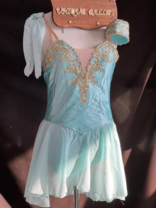 Golden Trims Mint Green Cupid Talisman Lyrical Ballet Costume Modern Ballet Dress YAGP Stage Wear - YLLCUPGDMNTGLD