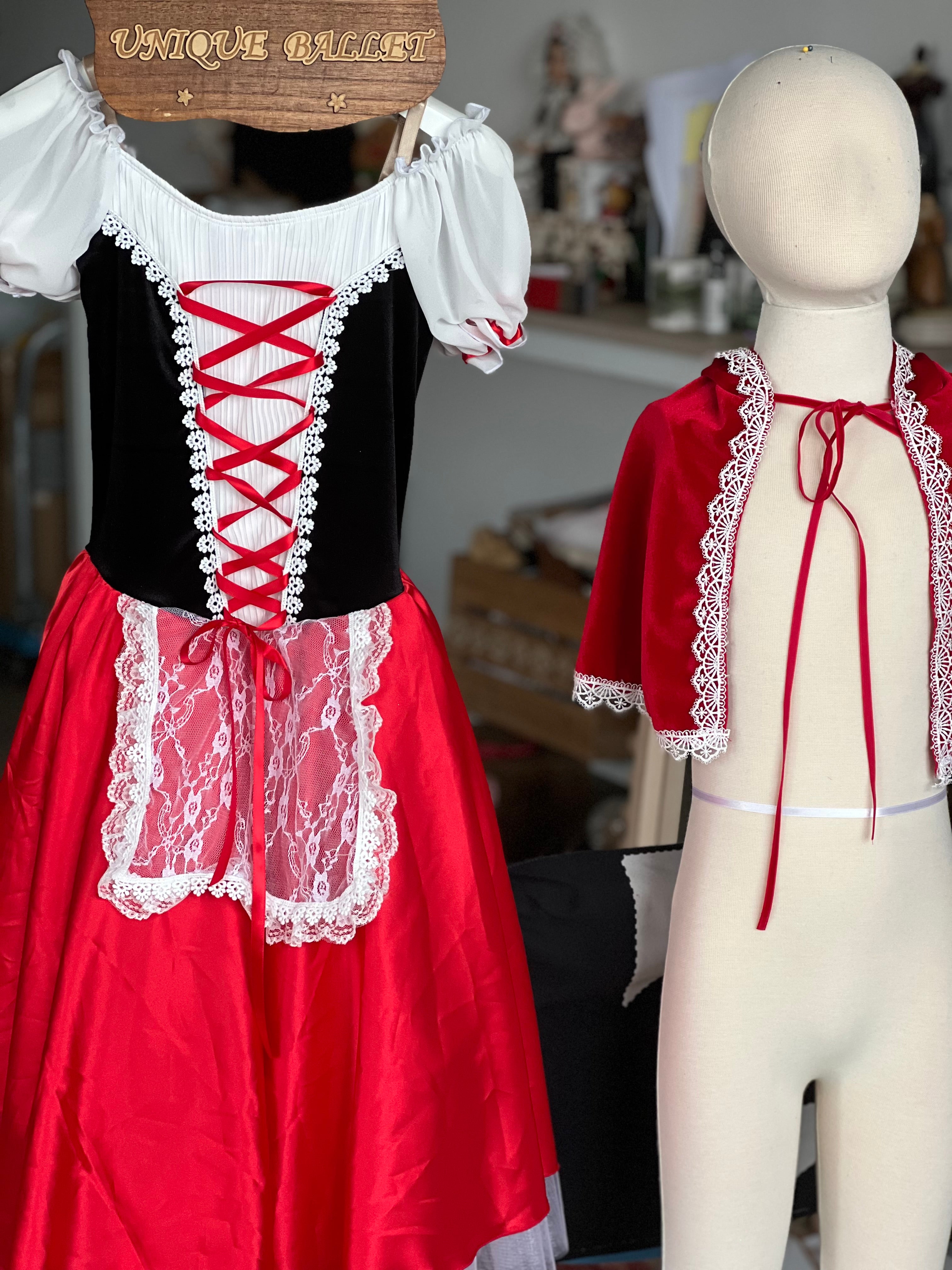 Pull Over Romantic Ballet TuTu Costume For Little Red Ridding Hood In Sleeping Beauty Long Dress Costume - RYLREDHOOD