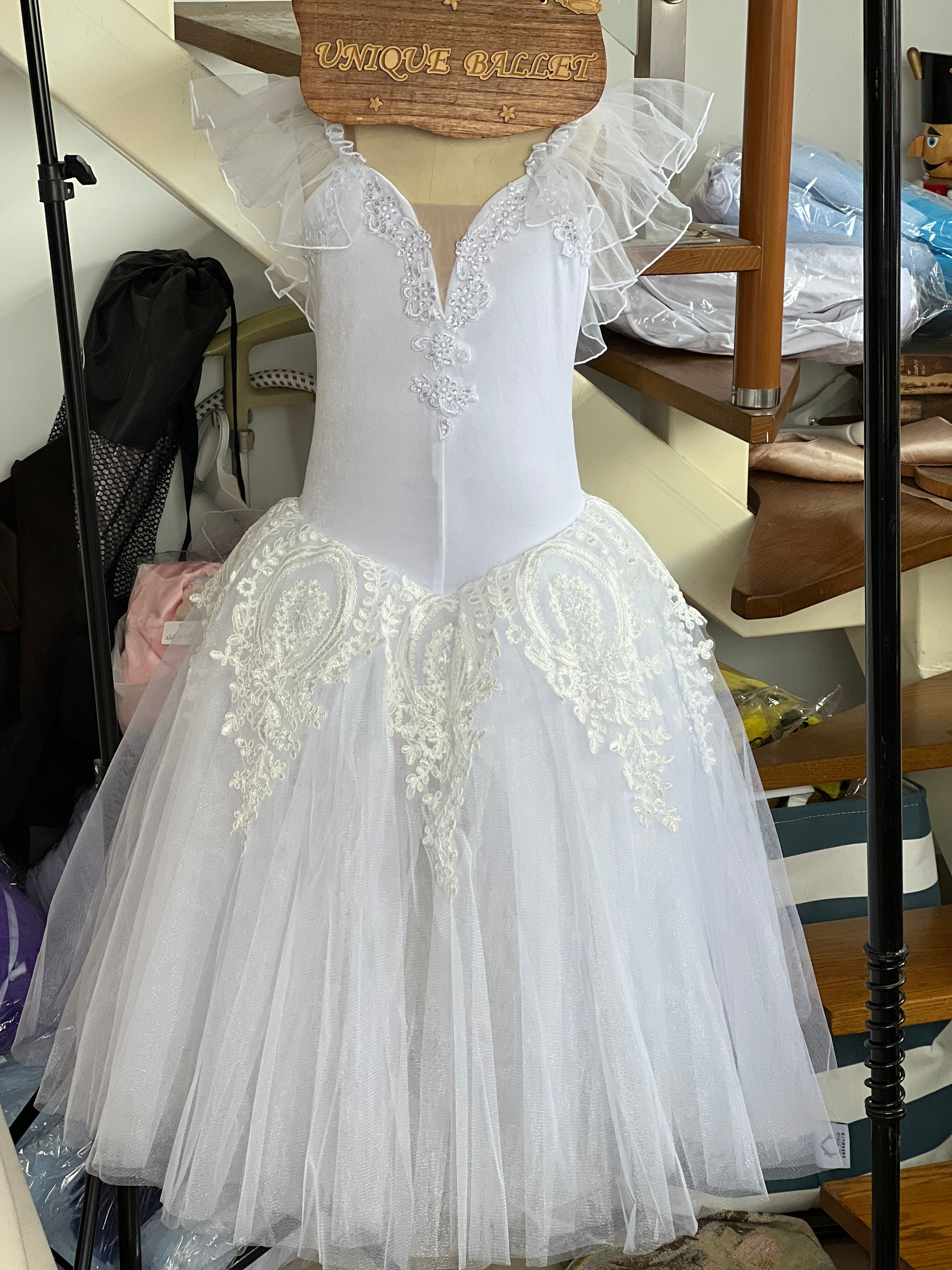 White Nutcracker Romantic Snow flakes Ballet Long Tutu Dress Snow Ballet Costume