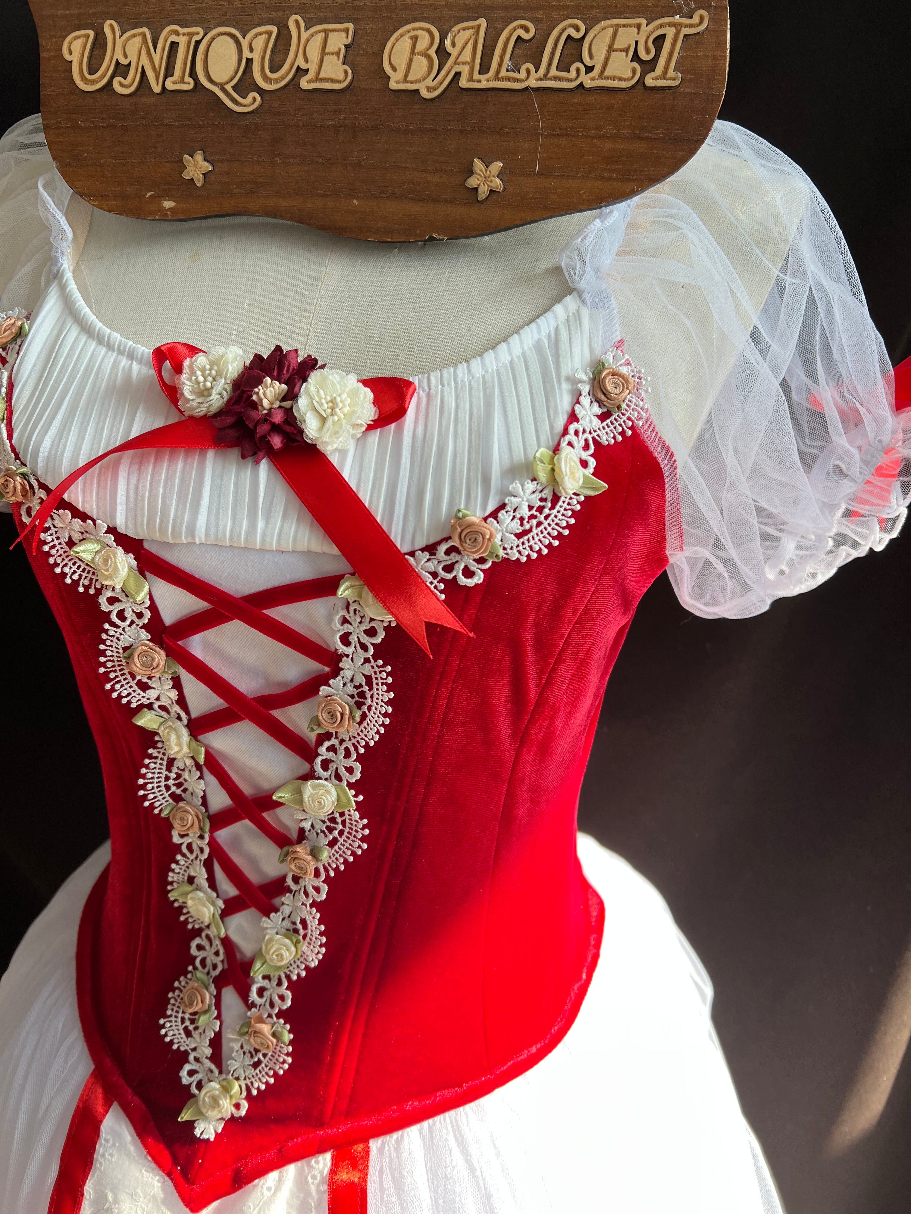 Professional Giselle Red Peasant Ballet Long Romantic Tutu Dress YAGP TuTu Costume With Hooks - RYLZZREDGSLGD
