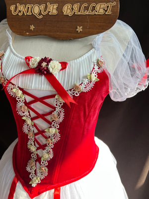Professional Giselle Red Peasant Ballet Long Romantic Tutu Dress YAGP TuTu Costume With Hooks - RYLZZREDGSLGD