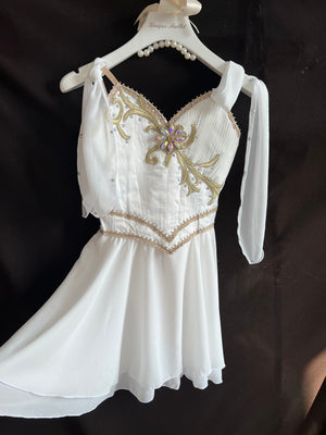 Golden Trims White Cupid Talisman Lyrical Ballet Costume Modern Ballet UniqueBallet Golden Trims White Cupid Talisman Lyrical Ballet Costume Modern Ballet UniqueBallet