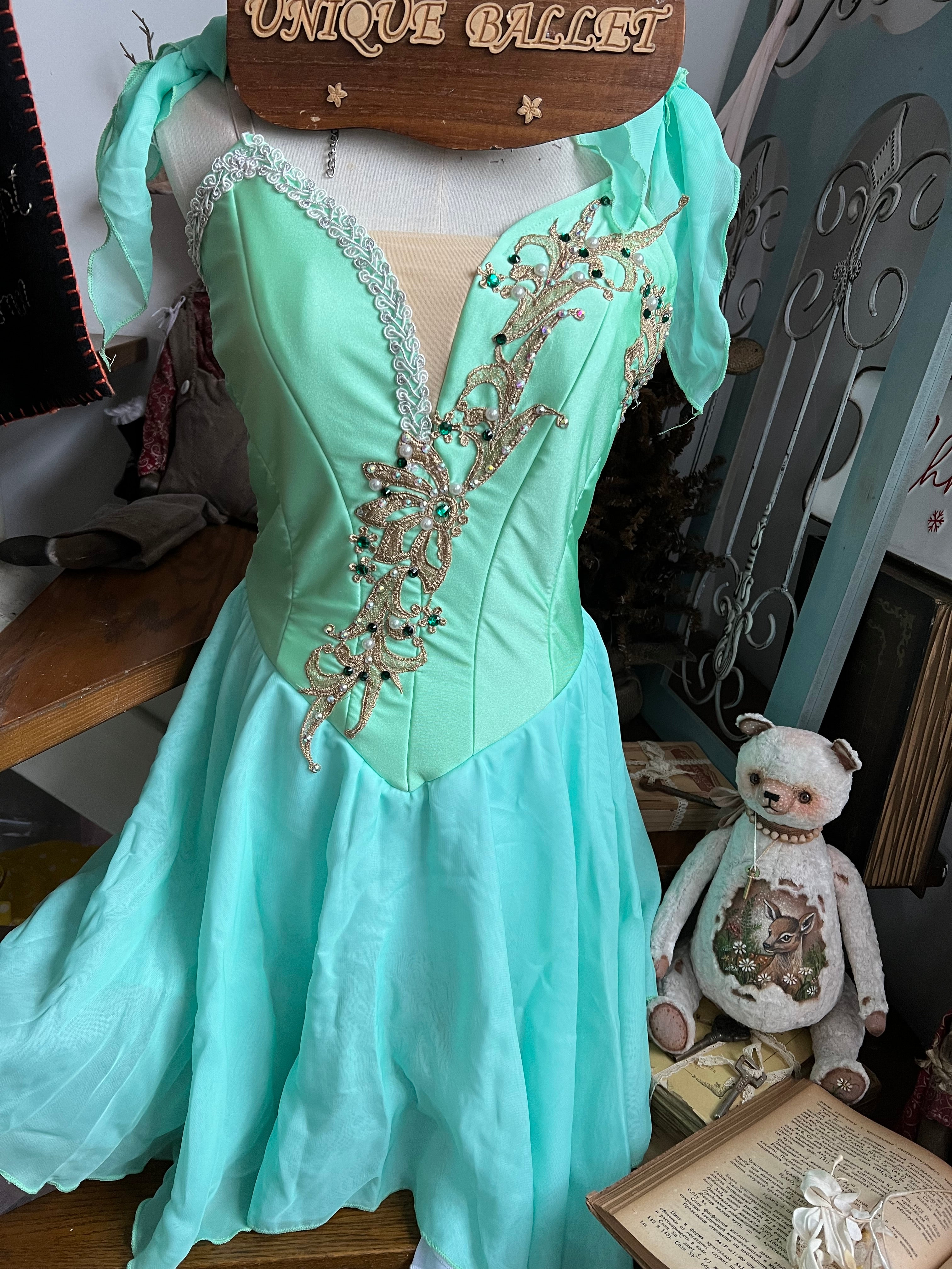 Professional Talisman Cupid Mint Green Lyrical Ballet Costume Modern Ballet YAGP Stage Costume -DOLCUPMNT