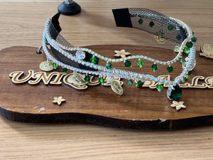 Professional Handmade Green Golden LA Esmeralda Tiara Headpiece - HP2WNESMALAGRNTIA