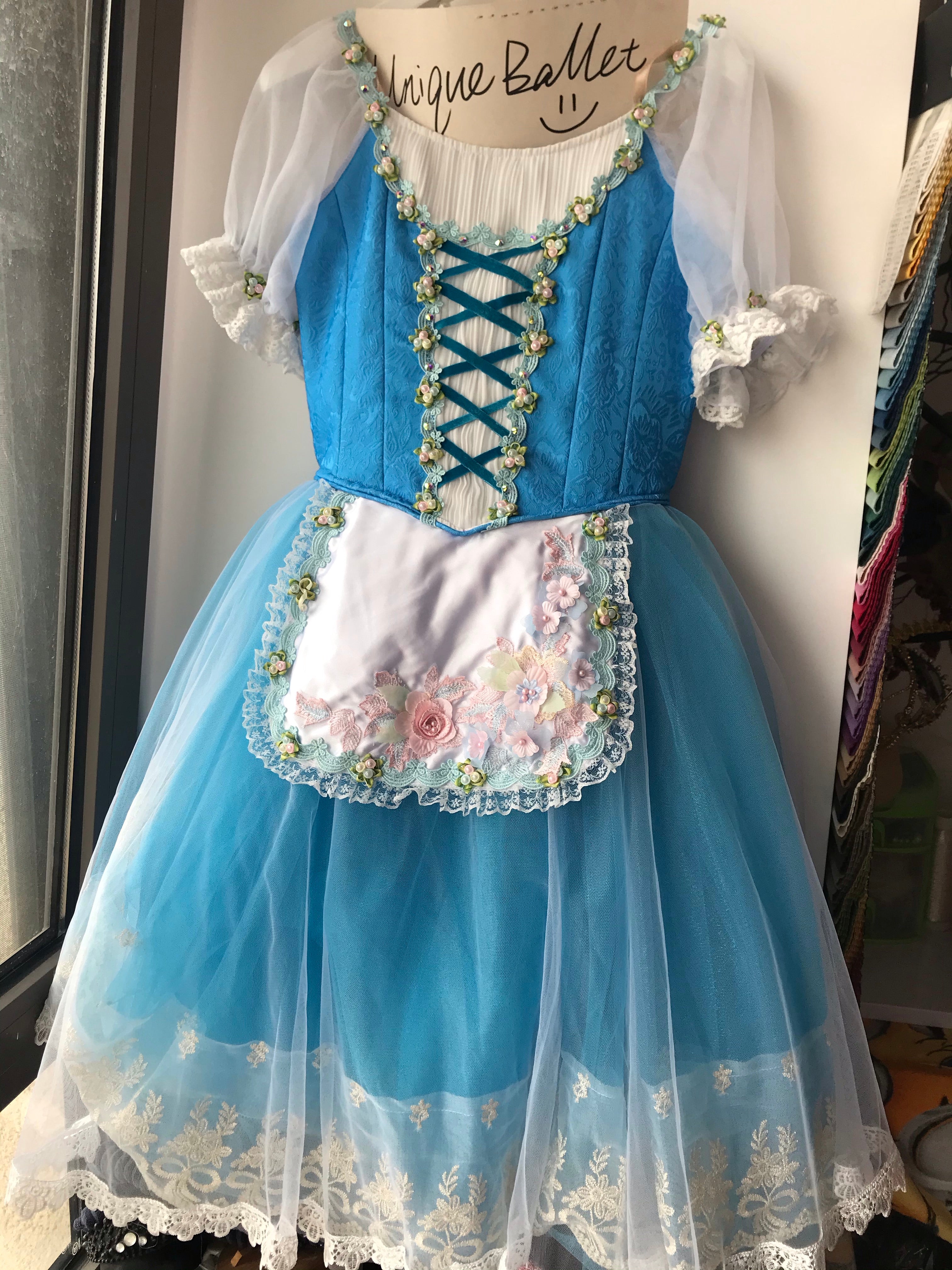 Professional Sea Blue Giselle Peasant Ballet Long Romantic Tutu Dress UniqueBallet Professional Sea Blue Giselle Peasant Ballet Long Romantic Tutu Dress UniqueBallet