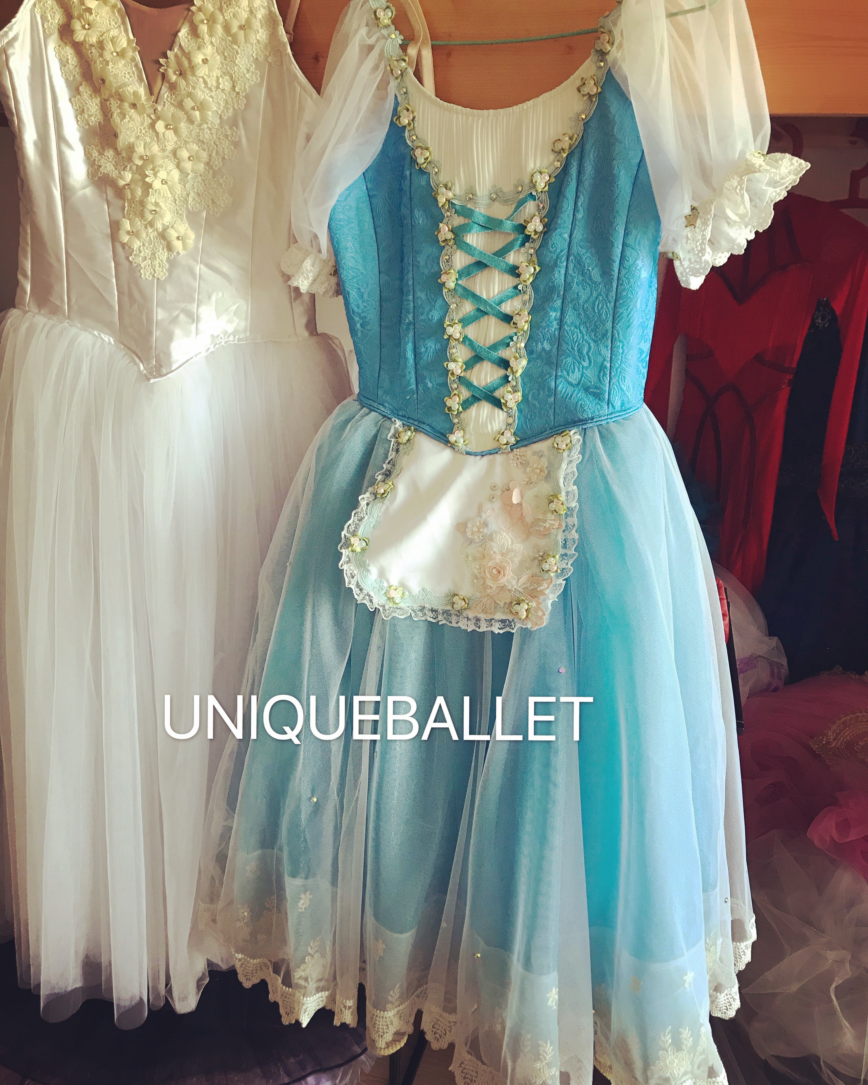 Professional Sea Blue Giselle Peasant Ballet Long Romantic Tutu Dress UniqueBallet Professional Sea Blue Giselle Peasant Ballet Long Romantic Tutu Dress UniqueBallet