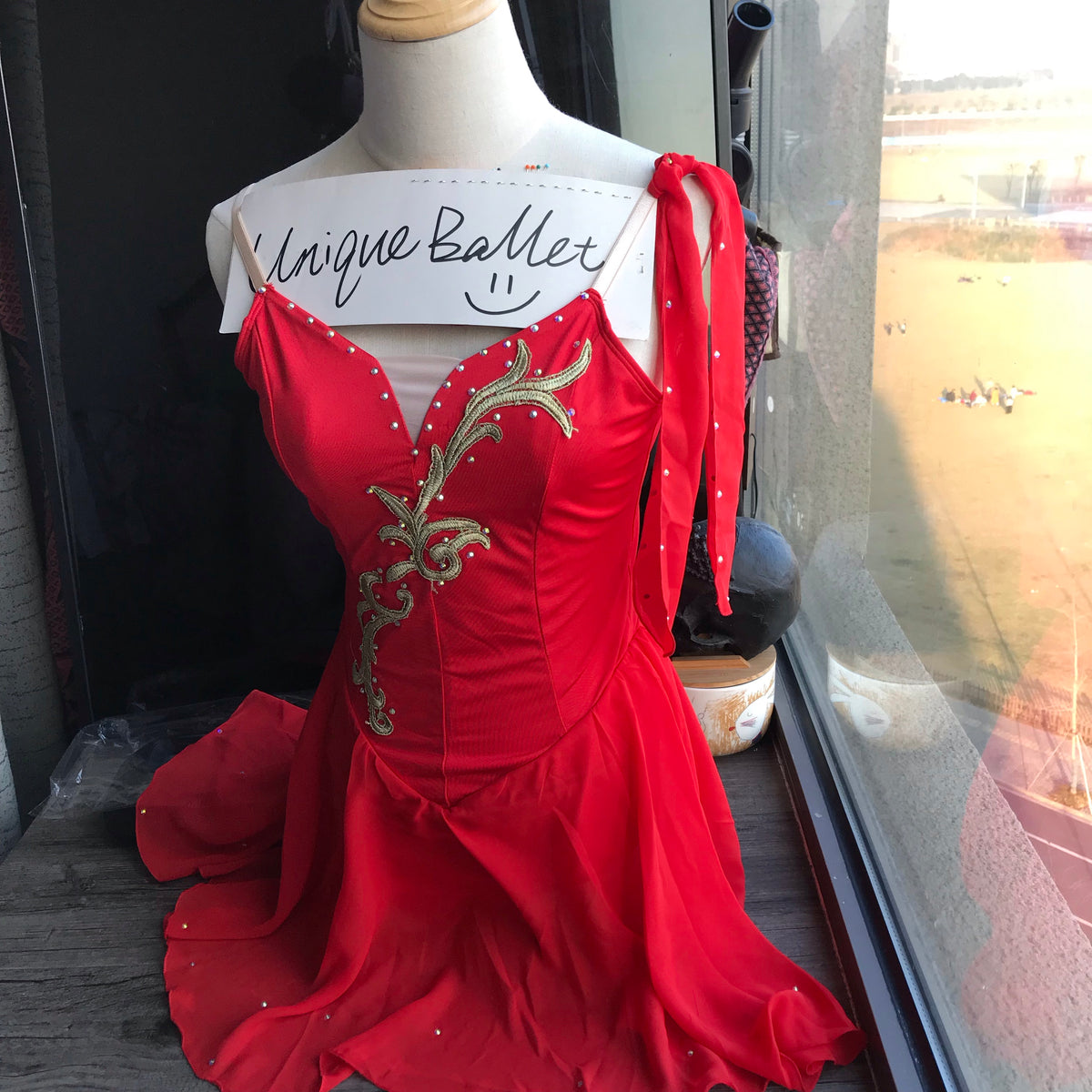 Red Golden Trims Diana Lyrical Ballet Costume Morden Ballet Costume ...