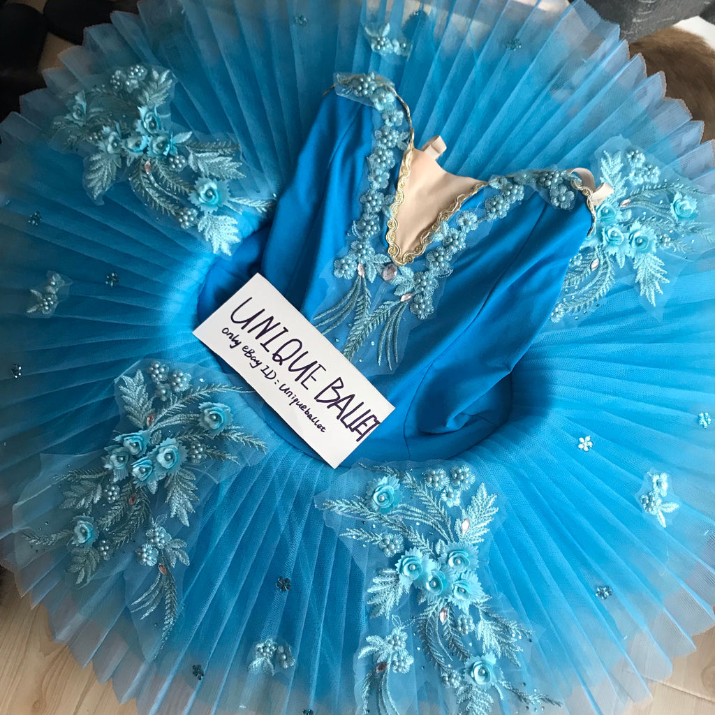 Sky Blue Sleeping Beauty Floweral Classic Ballet TuTu Costume (Unprofessional)-5CLGTBLU3DROS