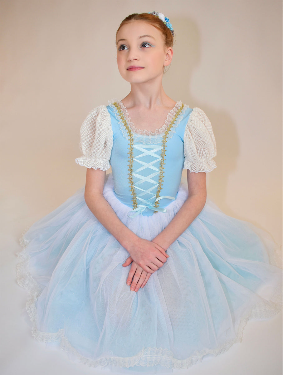 Blue Peasant Romantic Ballet TuTu Costume Cinderella Long Ballet Dress ...