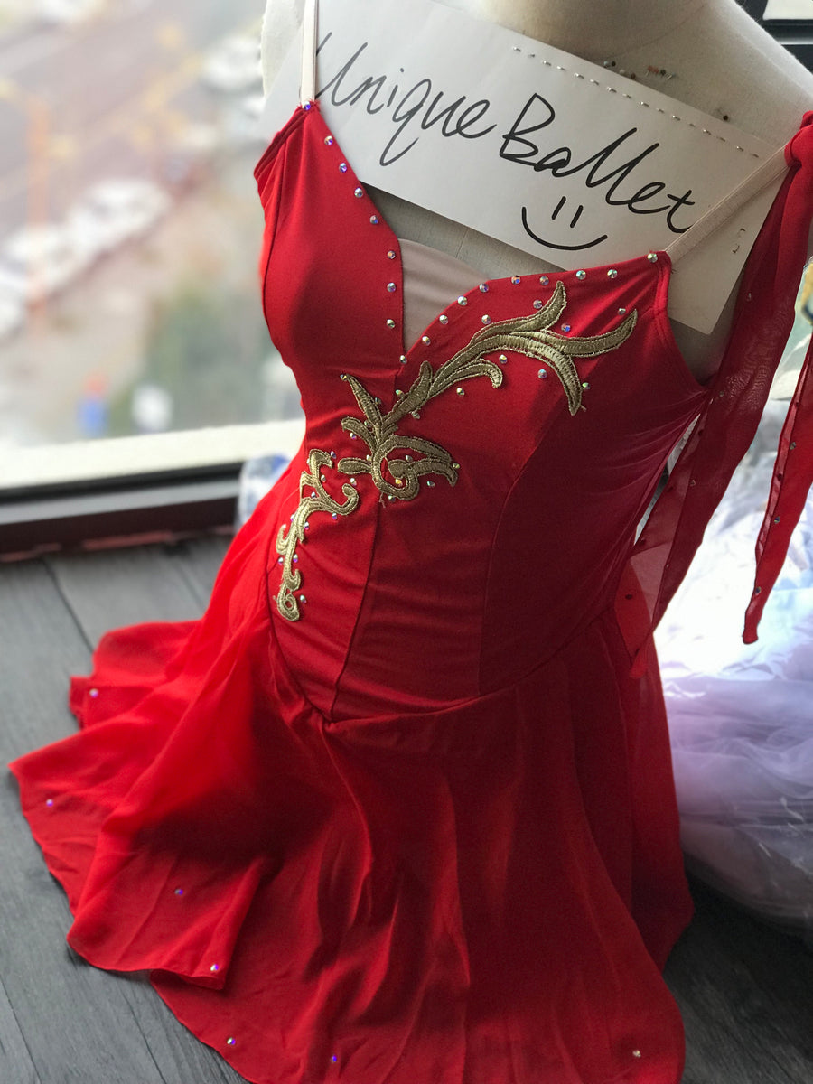 Red Golden Trims Diana Lyrical Ballet Costume Morden Ballet Costume ...