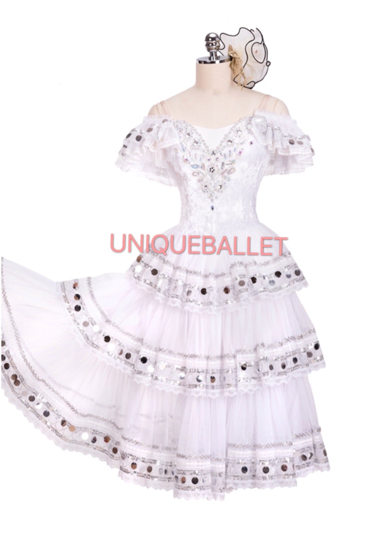 Don Quixote Kitri Mercedes Long Romantic Ballet TuTu Costume Nutcracker White Spanish Romantic Long Ballet Dress