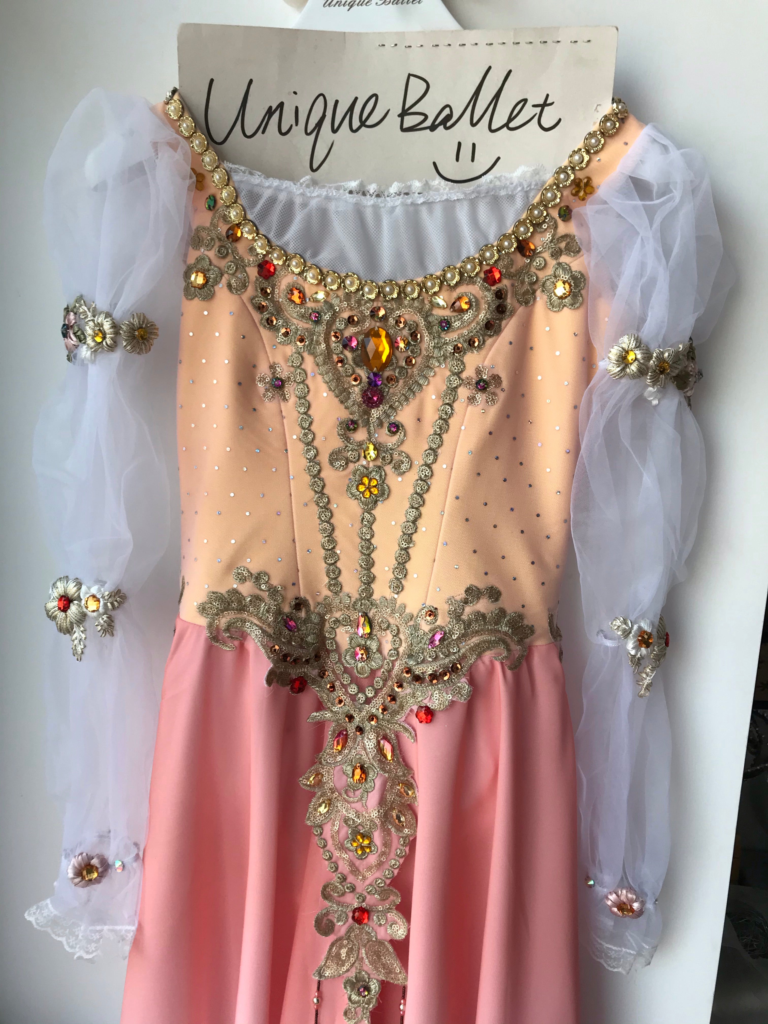 Swan Lake Pas De Troid Variation Act 1 Professional Peach Long Romantic Ballet TuTu Lyrical Long Tutu Dress Costume For Juliet -QWLSWNPECH