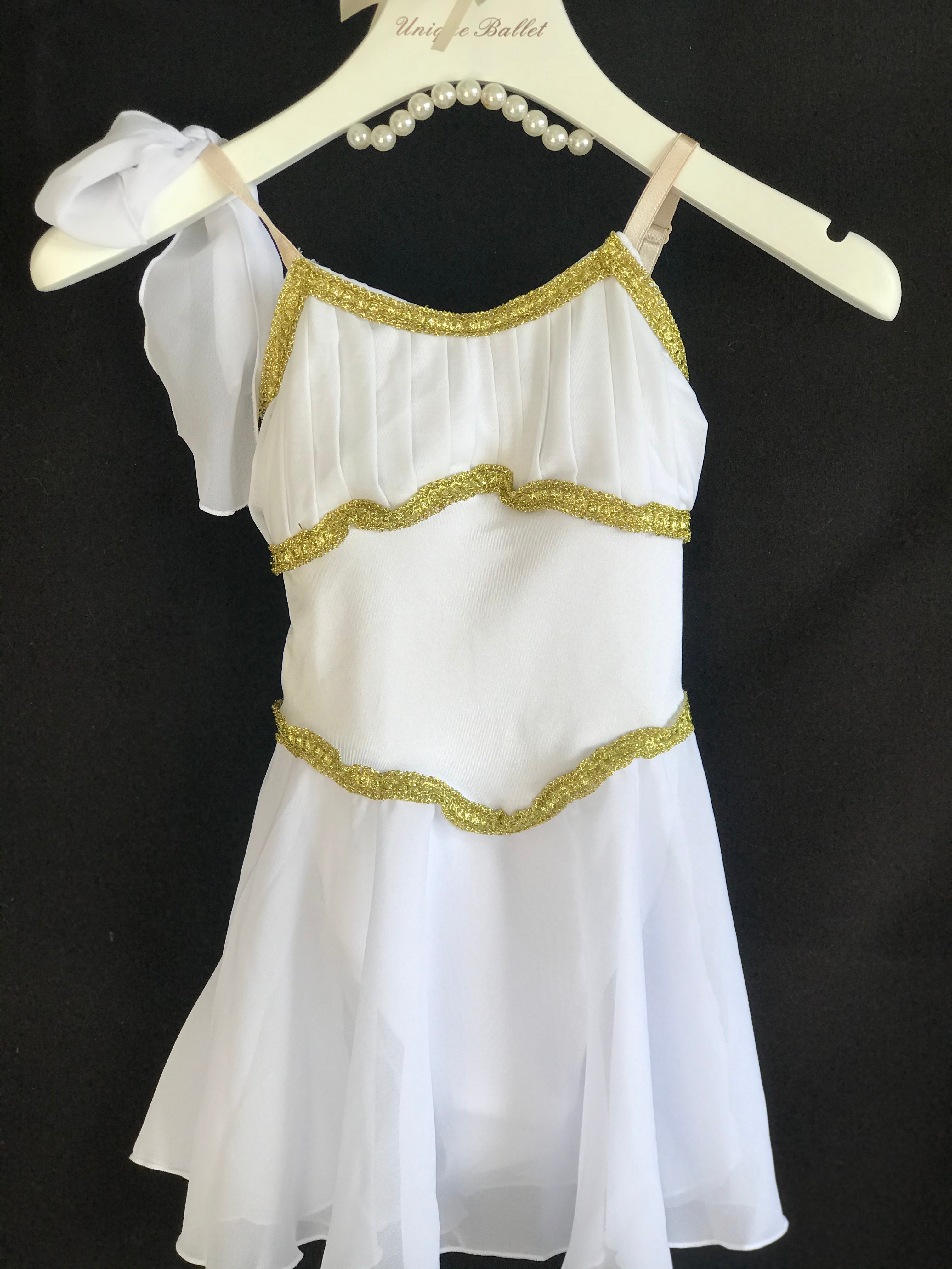 White Golden Trims Cupid Lyrical Ballet Costume Modern Ballet – UniqueBallet