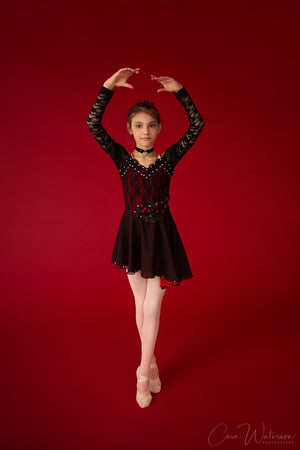 Black Red Carmen Lyrical Ballet Costume Modern Dance Dress Stage Wear – UniqueBallet