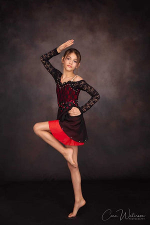 Red Modern Dance Costume Fashion Opening Dance Tutu Skirt